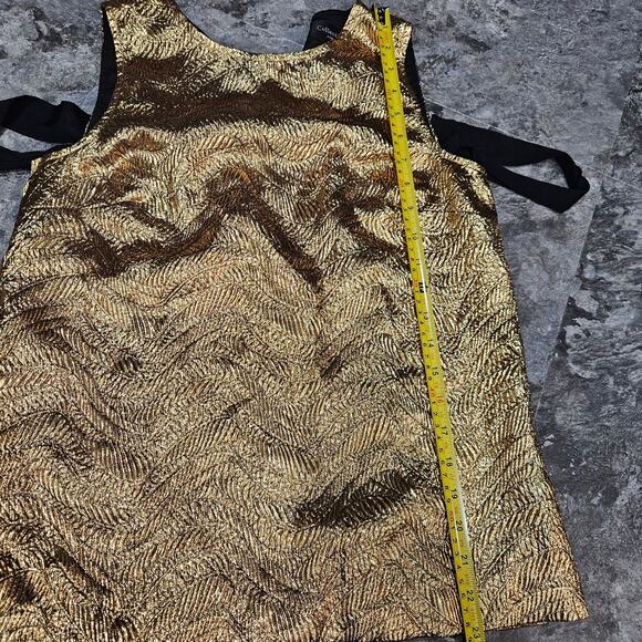 J.Crew Collection Metallic Gold Black Evening Blouse Tank Top Size XS - Picture 6 of 7